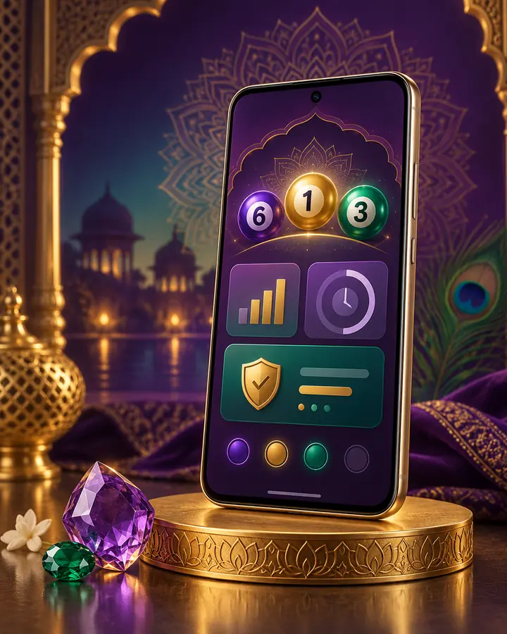 Mobile phone representing 61 Lottery app access